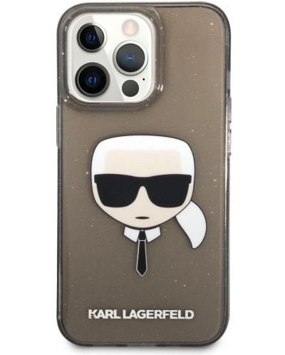 Калъф Karl Lagerfeld - Glitter Karl Head, iPhone 13 Pro, черен - 1